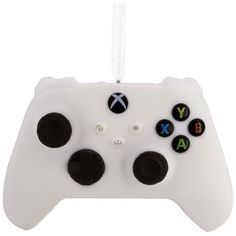 a close up of a controller on a white background