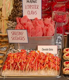 there are many different types of desserts on display