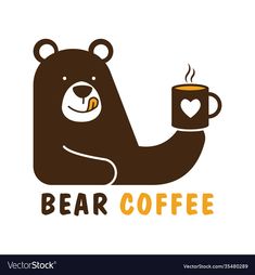 a bear holding a cup of coffee