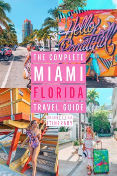 the complete miami florida travel guide with photos and text overlaying it's image