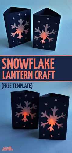 three snowflake lanternen crafts with text overlay