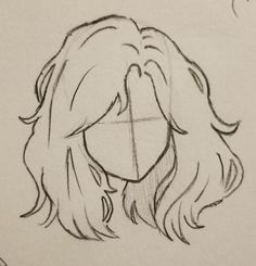 a drawing of a woman's head with long hair and a cross on it