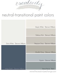 the color scheme for neutral - transition paint colors is shown in shades of gray, white and