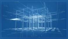 a blueprint image of a building under construction