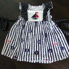 Nib Sailboat Dress Tie At Waist Smoke Free Pet Free Tie Dress, Kids' Dresses, Colorful Dresses, Dresses, Color