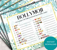 the printable dollymoi game is shown on top of three sheets with blue and green designs