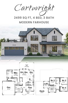 the floor plan for this modern farmhouse house