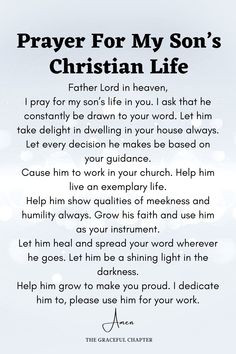 the prayer for my son's christian life