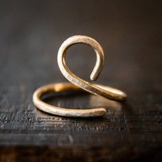 Adjustable Satin Brushed Yellow Gold Scroll Ring | Delicate Hand-Hammered Boho Stacking Ring | High Simple Unique Engagement Rings, Brown Diamond Engagement Ring, White Gold Engagement Rings Unique, Midi Rings Gold, Ruby Wedding Band, Moissanite Engagement Ring White Gold, Horseshoe Pendant, Horseshoe Necklace, Hammered Ring