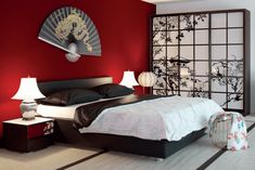 Red Japanese Bedroom, Chinese Inspired Bedroom, Agni Mudra, Chinese Bedroom Ideas, Modern Chinese Bedroom, Japanese Themed Bedroom, Home Decor Tips And Tricks