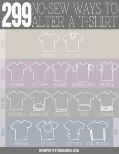 the instructions for how to sew t - shirts in two different styles and sizes