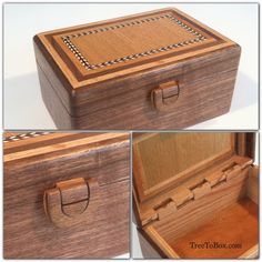 Custom Wooden Box Wooden Latch, Wooden Hinges, Custom Wooden Boxes, Wooden Box Designs, Wood Hinges, Bandsaw Box, Handmade Wooden Boxes, Woodworking Box, Wood Joints