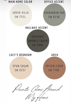 the names and colors of some type of paint