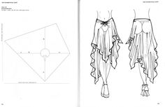 the diagram shows how to make an origami dress with ruffled hems