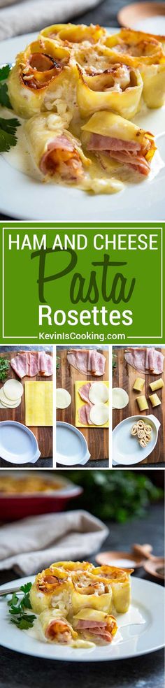 ham and cheese potato rolls on a white plate