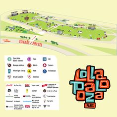 an illustrated map of lollapopo park with the names and locations on it