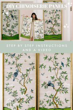 the instructions for how to make wall hangings with chinese paintings and birds on them