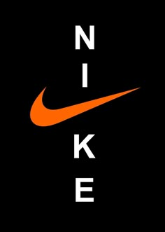 an orange nike logo on a black background