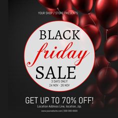 black friday sale banner with red balloons