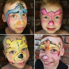 Winie the pooh face paint Face Paint Characters, Bear Face Paint