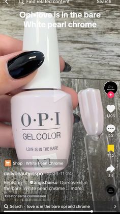 OPI: Love is in the bare with pearl chrome! Opi Love Is In The Bare, Opi Chrome Nails, Love Is In The Bare Opi Gel, Opi Chrome, Pearl Chrome, Nail Aesthetic, Sassy Nails, Nail Candy, Neutral Nails