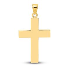 A bold statement of faith, a powerful cross charm is simple in its elegance, fashioned in lustrous 14K yellow gold. The necklace is sold separately. Yellow Gold Polished Cross Necklace Pendant, Classic Polished Crucifix Cross Necklace, Classic 14k Gold Crucifix Jewelry And Charms, Classic 14k Gold Crucifix Jewelry, Classic Yellow Gold Cross Necklace, Classic 14k Gold Cross Pendant Necklace, Classic 14k Gold Cross Necklace, Statement Of Faith, Jared The Galleria Of Jewelry