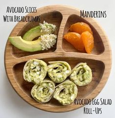 a wooden plate topped with different types of food