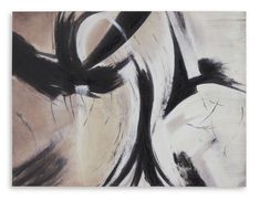 an abstract painting with black and white colors