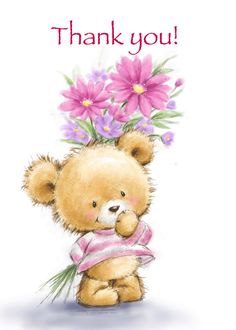 a brown teddy bear holding pink flowers in its mouth and the words happy mother's day written on it