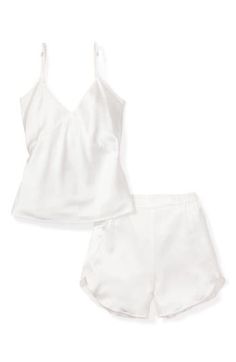 Drift off to dreamland in the luxury of whisper-light silk pajamas—this perfectly giftable set pairs a camisole with elastic-waist shorts. Camisole has V-neck; adjustable straps Shorts have elastic waist 100% silk Hand wash, dry flat Imported Petite Plume Pajamas, Luxury Pajamas, Short Pajamas, White Pajamas, Light Silk, Silk Shorts, Silk Pajamas, Elastic Waist Shorts, Christmas 2024