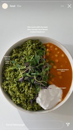 a white bowl filled with food on top of a table