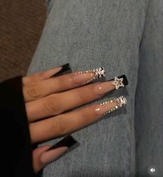 Black Nail Designs Y2k, Square Rhinestone Acrylic Nails, Rhinestone Acrylics, Zebra Acrylic Nails, Zebra Print Nails, Zebra Nails, Poly Gel, New Template, Punk Nails