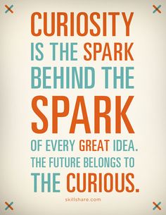 a quote on curiosity is the spark behind the spark of every great idea, the future belongs to the curious