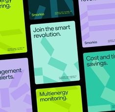 several different business cards with the words, join the smart revolution cost and time savings