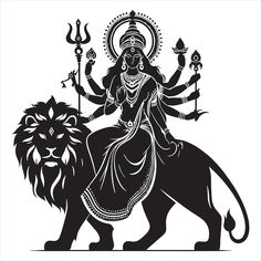 the hindu god sitting on top of a lion