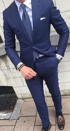 Best Suits For Men, Outfit Elegante, Man Suits, Blue Suit Men, Formal Men Outfit, Outfit Uomo