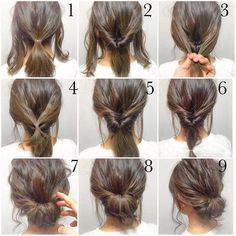 Chignon bas sur cheveux courts Messy Updo Tutorial, Face Remedies, Braided Buns, Morning Hair, Fall Hairstyles, Work Hairstyles