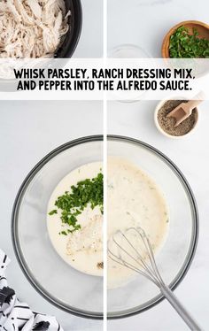 the ingredients to make chicken parsley ranch dressing