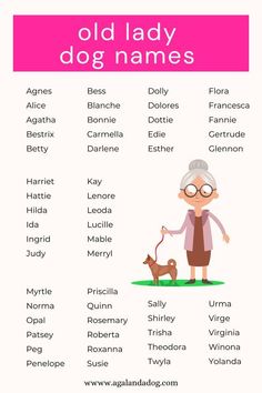 an old lady's name chart with the names of her dogs and how to use it