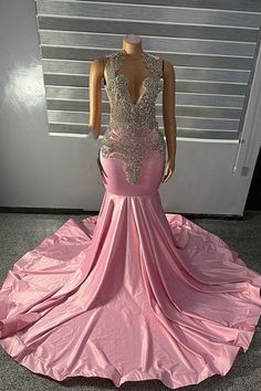 This elegant mermaid prom dress features a high neckline and stunning silver beadwork on a unique pink fabric. Designed to accentuate your figure, this dress is perfect for any special occasion. Make a statement in this one-of-a-kind piece. Rhinestone Prom Dress, Mauve Prom Dress, Prom Fits, Pink Prom Dresses Mermaid, Two Piece Evening Dresses, Black Lace Formal Dress, Mint Green Prom Dress, Black Lace Evening Dress, High Neck Prom Dress