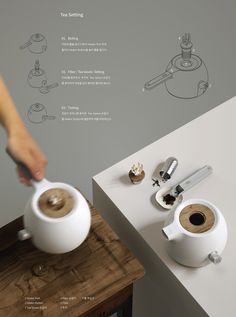 a person pouring coffee into a white teapot