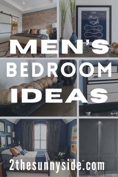 men's bedroom decor ideas with text overlay that reads, men's bedroom ideas