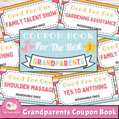 coupon book for the best grandparents to be with free printables on it