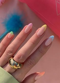 April Nails, Rainbow Nails, Funky Nails, Acrylic Nail Designs