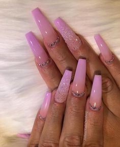 fw my pintrest - @fentybinder Birthday Acrylic Nails, Acrylic Nails Purple, Long Pink Nails, Squoval Nails, Nails Purple, Uñas Acrilicas, Pink Acrylic Nails