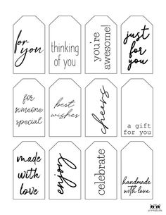 handwritten gift tags with the words thank you for being loved and to be loved