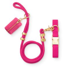 Hot Pink Walk Set from The Foggy Dog XS Petite 5ft Hot Pink Dog Collar, Cute Small Dog Accessories, Pink Dog Supplies, Cute Dog Leashes, Preppy Dog Collar, Ella Claire