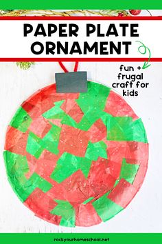 Example of easy paper plate craft featuring a red and green tissue paper ornament with red pipe cleaner. Arts And Crafts For Kids Toddlers, Easy Kids Christmas, Fun With Kids, Kids Christmas Crafts Easy, Easy Toddler Crafts, Paper Plate Crafts For Kids, December Crafts, Christmas Paper Plates, Easy Holidays Crafts