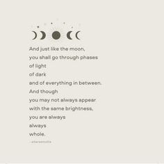 a poem written in black and white with the moon above it, on a gray background