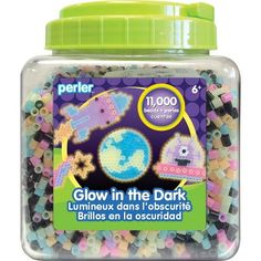 glow in the dark beads with green lid and plastic cap on it's side